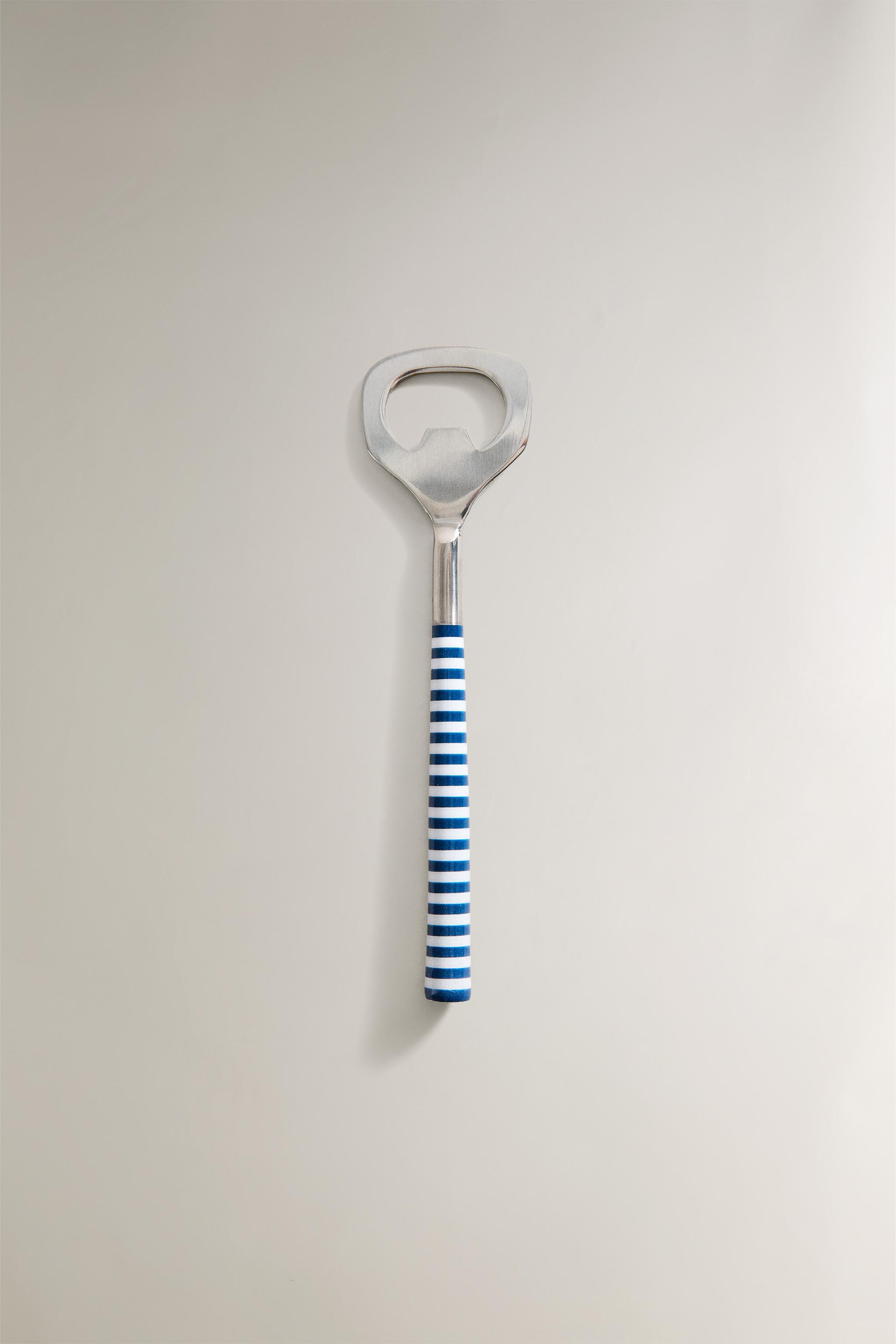 BOTTLE OPENER WITH STRIPED HANDLE